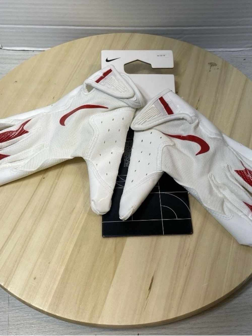 New Nike Vapor Jet Football Gloves - Men's Size Medium - White & Red